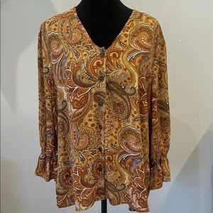 Paisley Print Women's Top - Multicolor Nuetral Colors